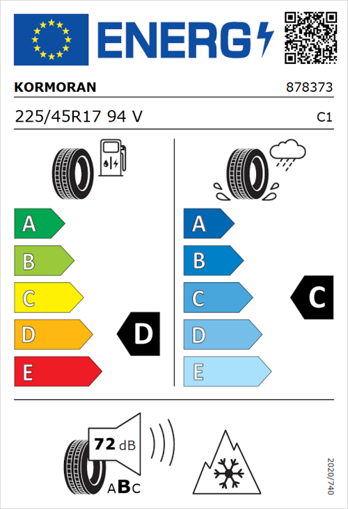 Tyre Label for Kormoran Snow 225/45R17 94V