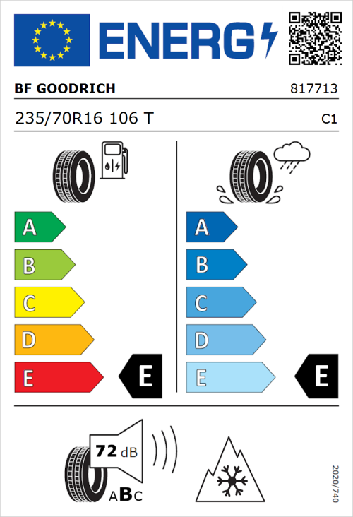 Tyre Label for BF Goodrich Trail-Terrain T/A 235/70R16 106T