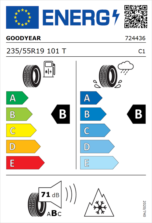 Tyre Label for Goodyear Vector All-Season 4 235/55R19 101T